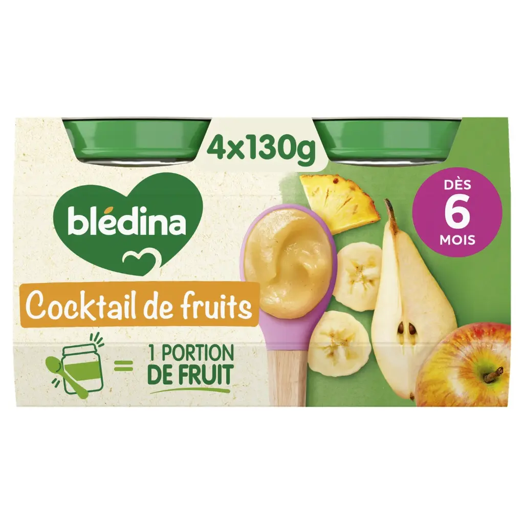 BLEDINA COCKTAIL DE FRUIT DES 6 MOIS 4×30G