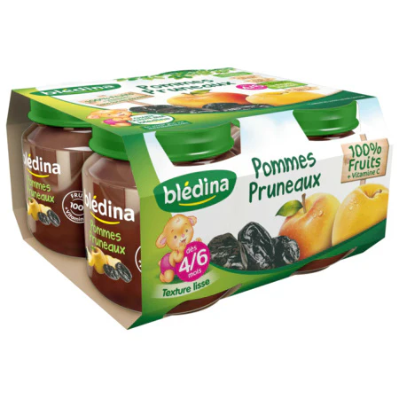 BLEDINA POMMES PRUNEAUX DES 4/6 MOIS PETIT POT4X130G