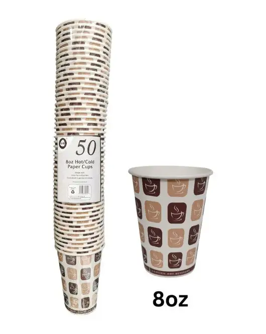 RESTO 8OZ PAPER CUPS 50PCS BOL A CAFE 