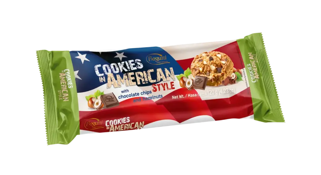 COOKIES AMERICAN STYLE WITH CHOCOLATE CHIPS AND HAZELNUTS 120G