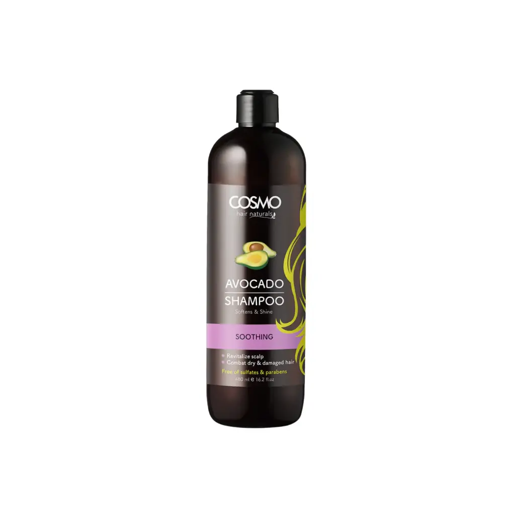 COSMO HAIR NATURALS AVOCADO SHAMPOO SMOOTHING FOR ALL HAIR TYPES 480ML