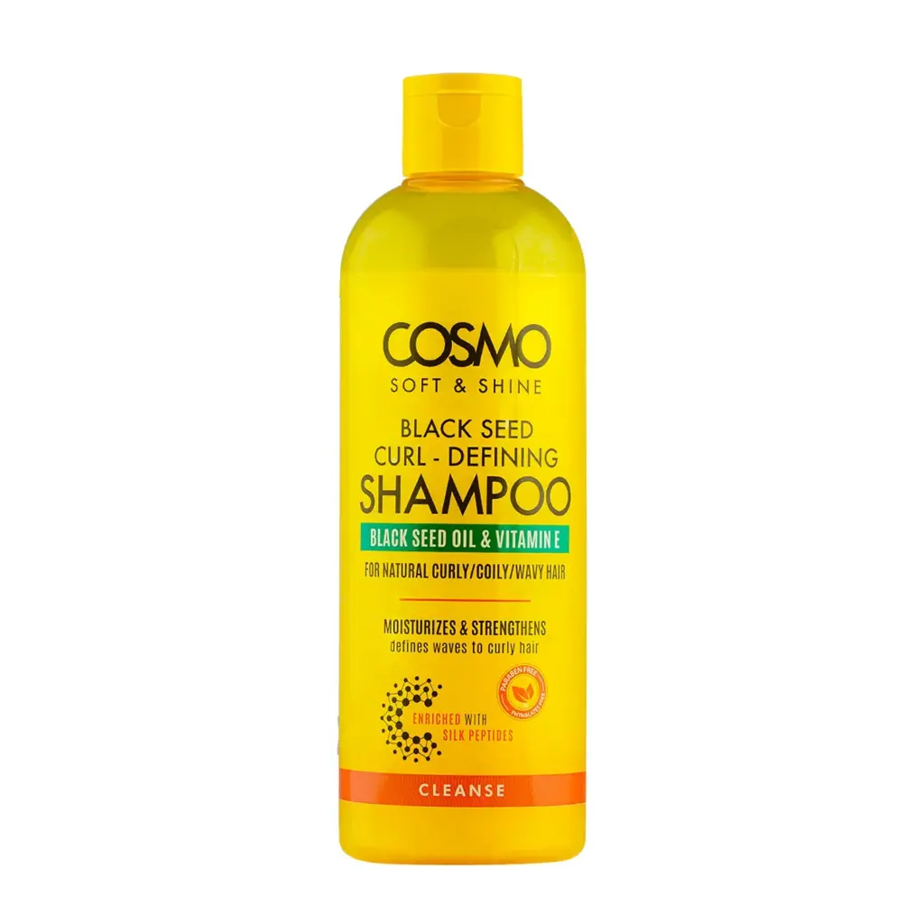 COSMO SOFT ET SHINE BLACK SEED CURL-DEFINING SHAMPOO BLACK SEED OIL & VITAMIN E CLEANSE 480ML