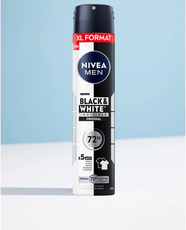 NIVEA MEN BLACK ET WHITE INVISIBLE ORIGINAL 72H ×5 ANTI ANTI-PESPIRANT 200ML