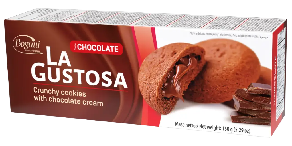LAGUSTOSA BOGUTTI CRUNCHY COOKIES WITH CHOCOLATE CREAM 150G