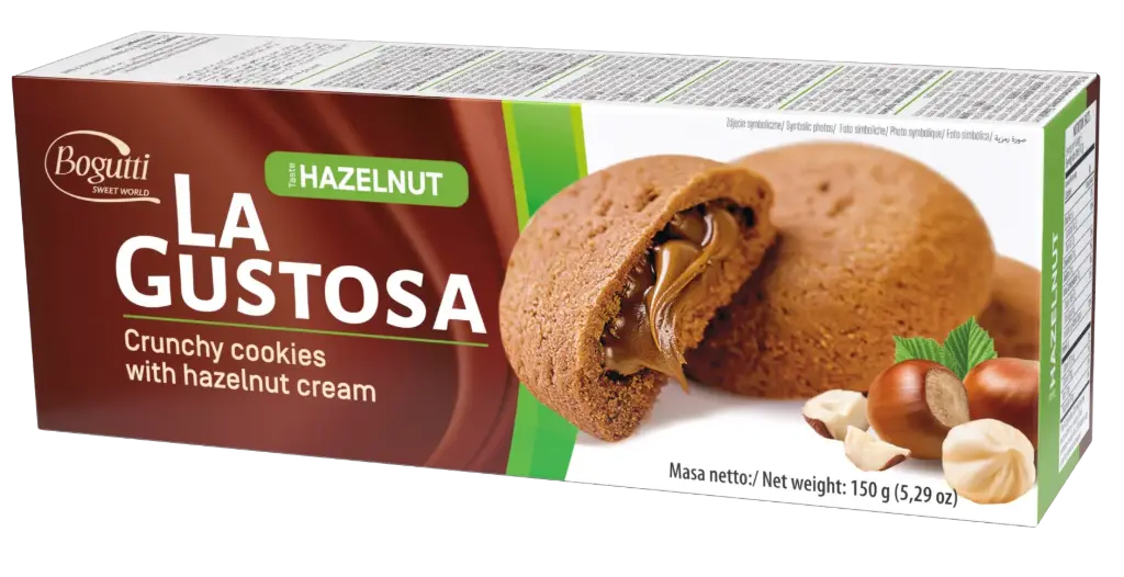 LAGUSTOSA CRUNCHY COOKIES WITH HAZELNUT CREAM 150G