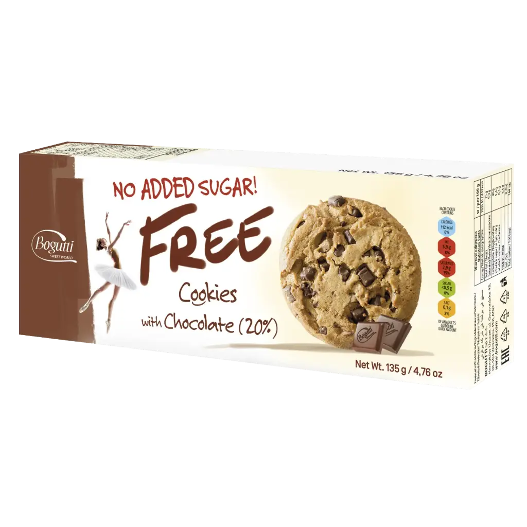 NO ADDED SUGAR FREE COOKIES WITH CHOCOLATE 20% 135G