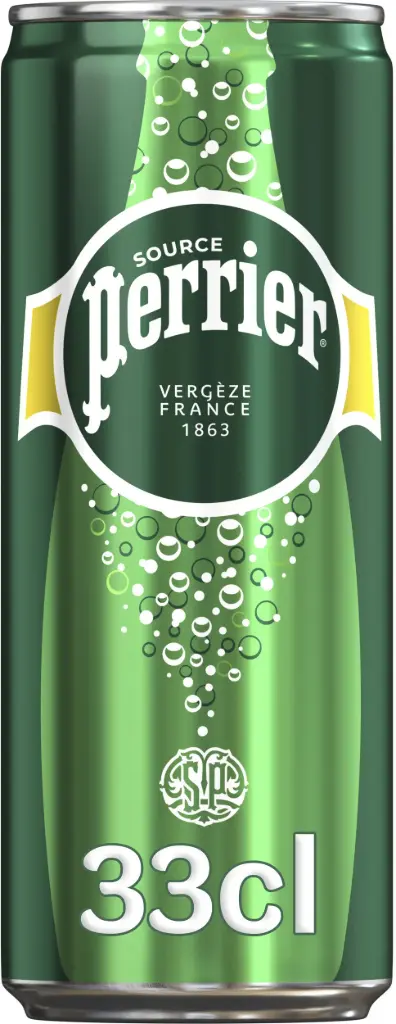 SOURCE PERRIER EAU MINERAL AVEC ADJONCTION DE GAZ CARBONIQUE 33CL