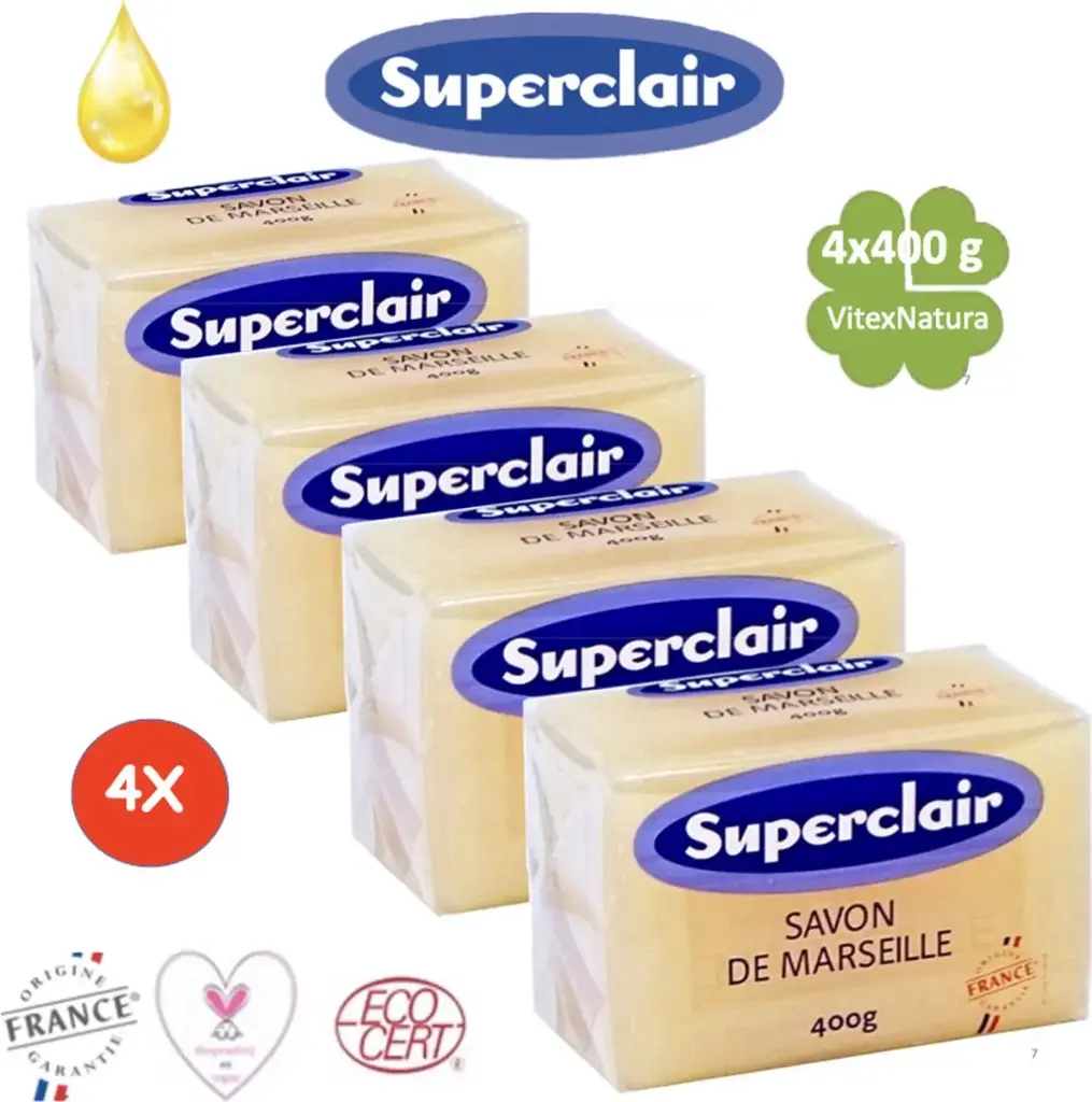 SUPERCLAIR SAVON DE MARSEILLE 4X200G PAQUET
