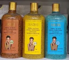NAOMI TRIPLE ACTION EXTRA WHITENING SHOWER SCRUB GEL EXFOLIATING 1000ML