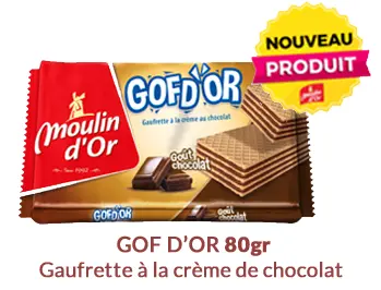 MOULIN D'OR GOFD'OR GAUFRETTE FOURREE A LA CREME CACAO GOUT CHOCOLAT 80GR
