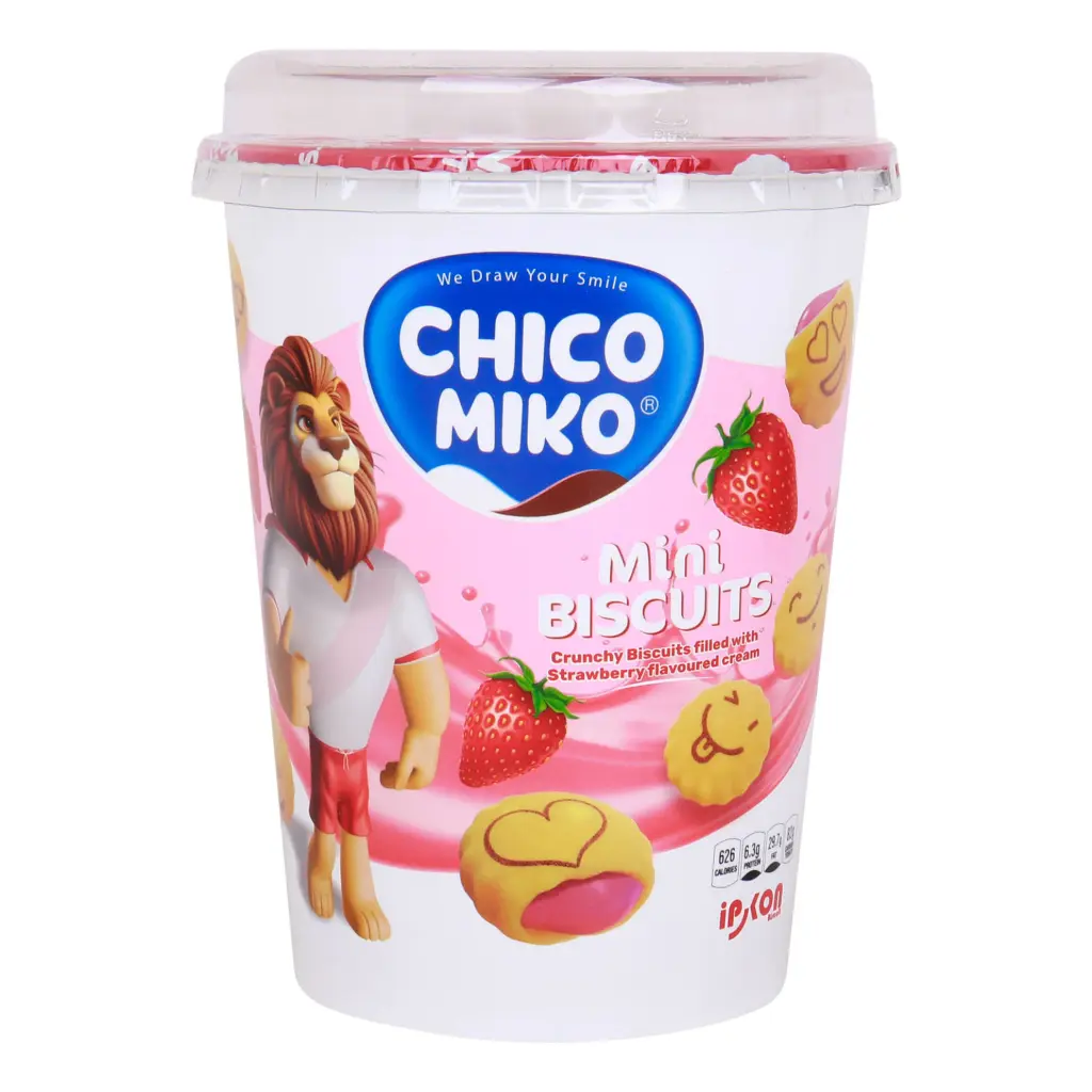 CHICO MIKO FAMILY PACK MINI BISCUITS STRAWBERRY FLAVORED CREAM 12×25GR