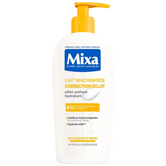 MIXA LAIT NIACINAMIDE CORRECTION ECLAT 4% KARITE HYPOALERGENIQUE 250ML