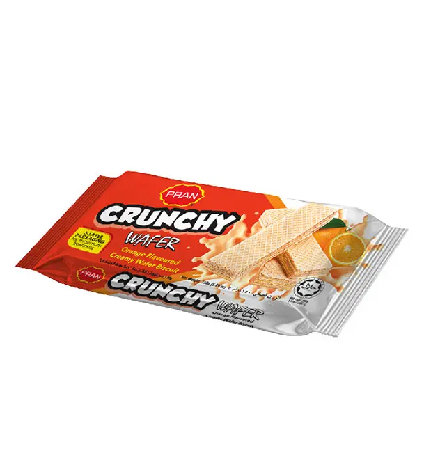 PRAN CRUNCHY WAFER ORANGE FLAVOURED CREAMY BISCUITS 75GM