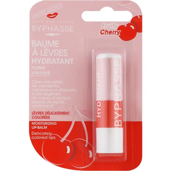BYPHASSE BAUME LEVRES HYDRATANT FRUITY CHERRY 4.8G