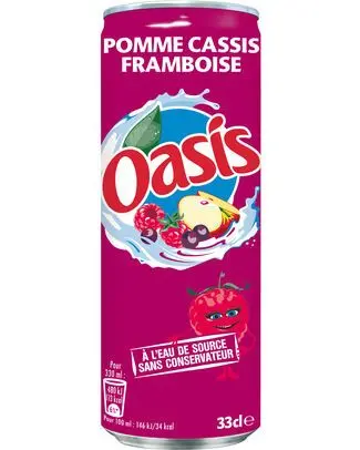 OASIS POMME CASSIS FRAMBOISE JUS CANNETTE 33CL
