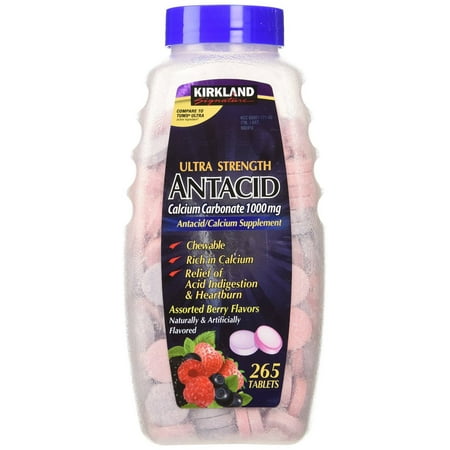 KIRKLAND CALCIUM CARBONATE 1000MG ANTACID ASSORTED BERRY FLAVORS 265TABLETS