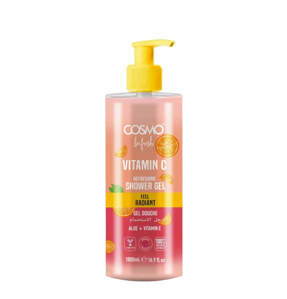 COSMO VITAMIN C SHOWER GEL FEEL RADIANT ALOE+VITAMIN E 1L