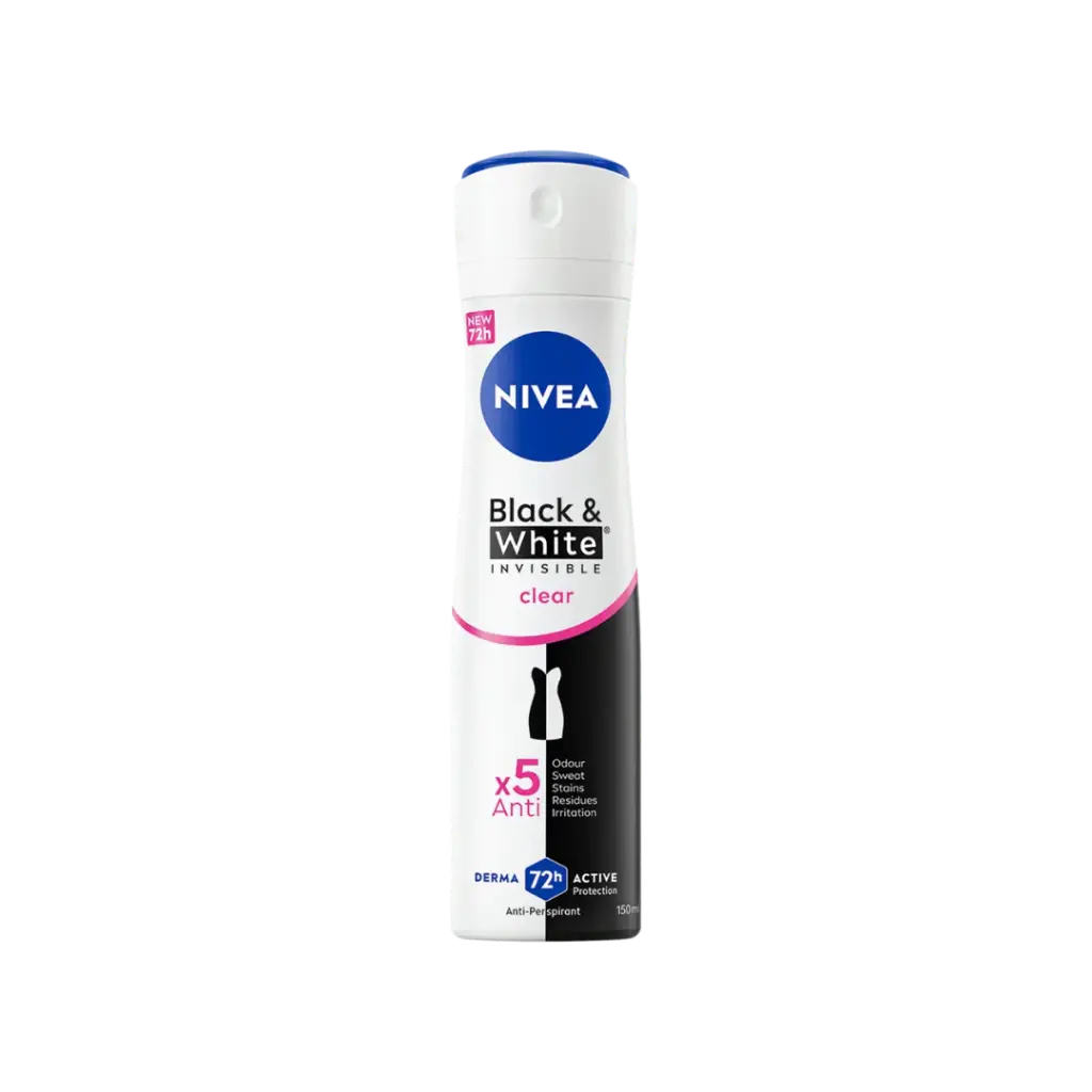 NIVEA BLACK ET WHITE INVISIBLE CLEAR ×5 ANTI 72H ANTI-PERSPIRANT 200ML