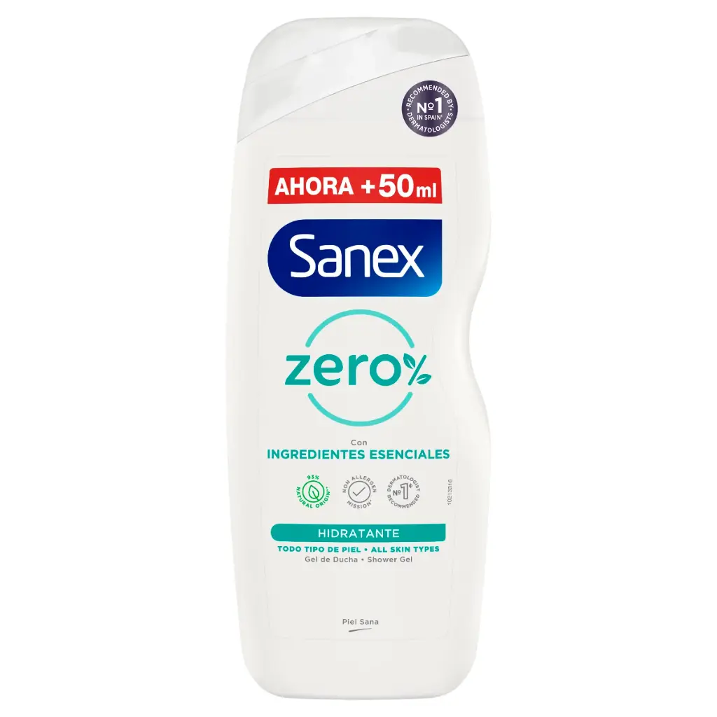 SANEX ZERO INGREDIENTES ESENCIALES HIDRATANTE GEL DE DUCHA 600+100ML