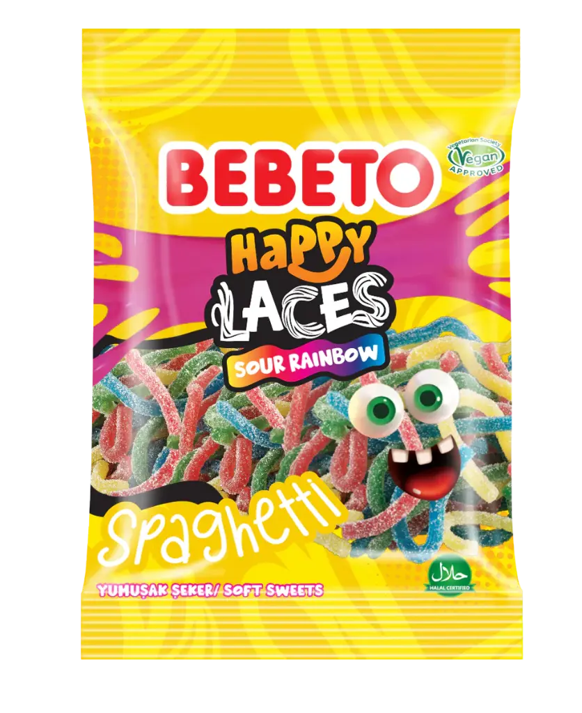 BEBETO HAPPY LACES SOUR RAINBOW SPAGHETTI 80G