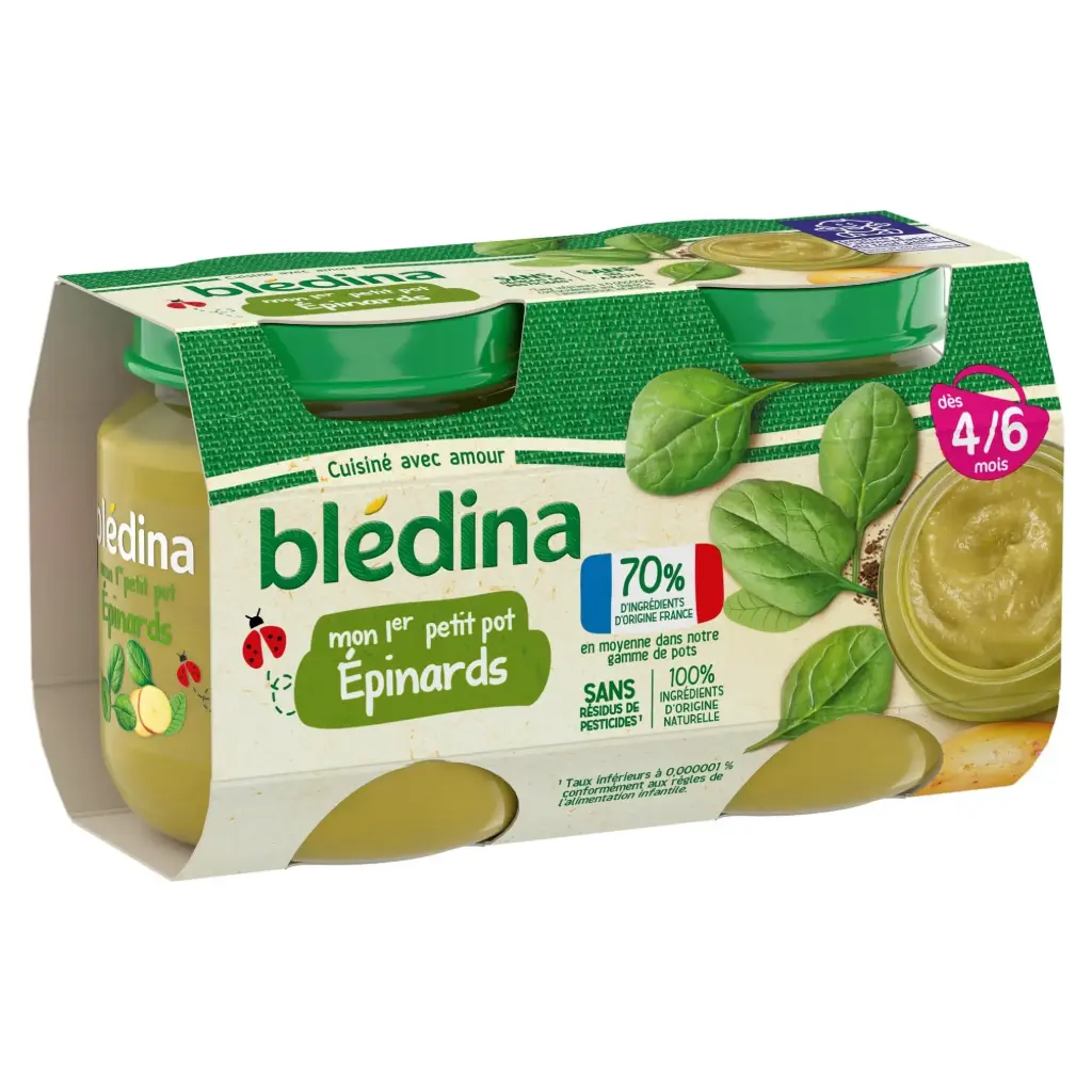 BLEDINA MON 1ER PETIT POT EPINARDS 4/6MOIS 260G(2×130G)