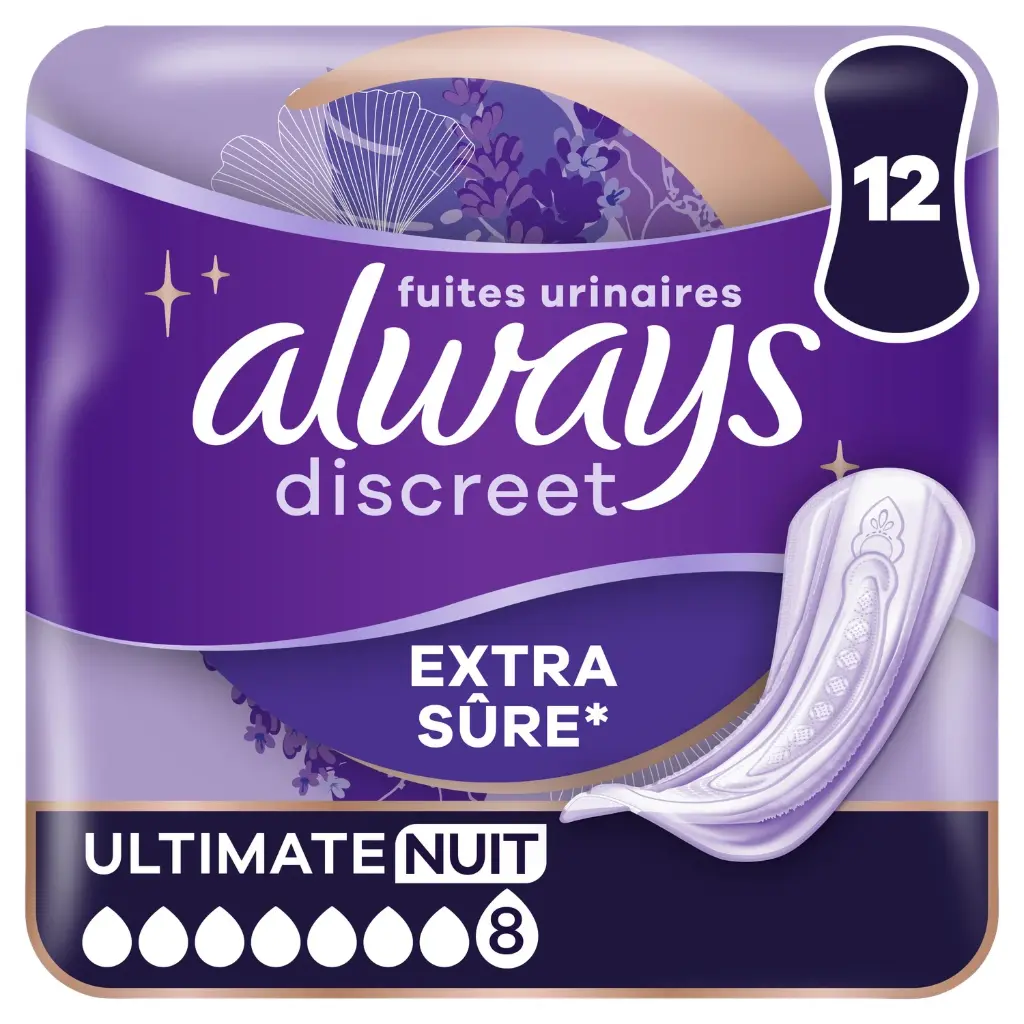 ALWAYS DISCREET EXTRA SURE ULTIMATE NUIT 12SERVIETTES 