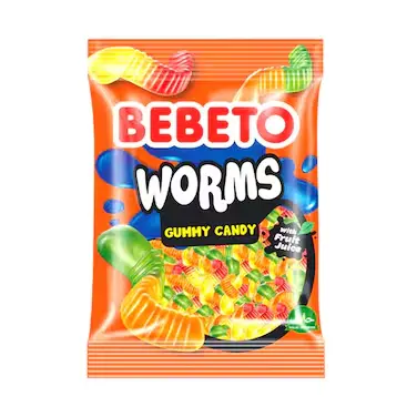 BEBETO WORMS GUMMY CANDY 80G
