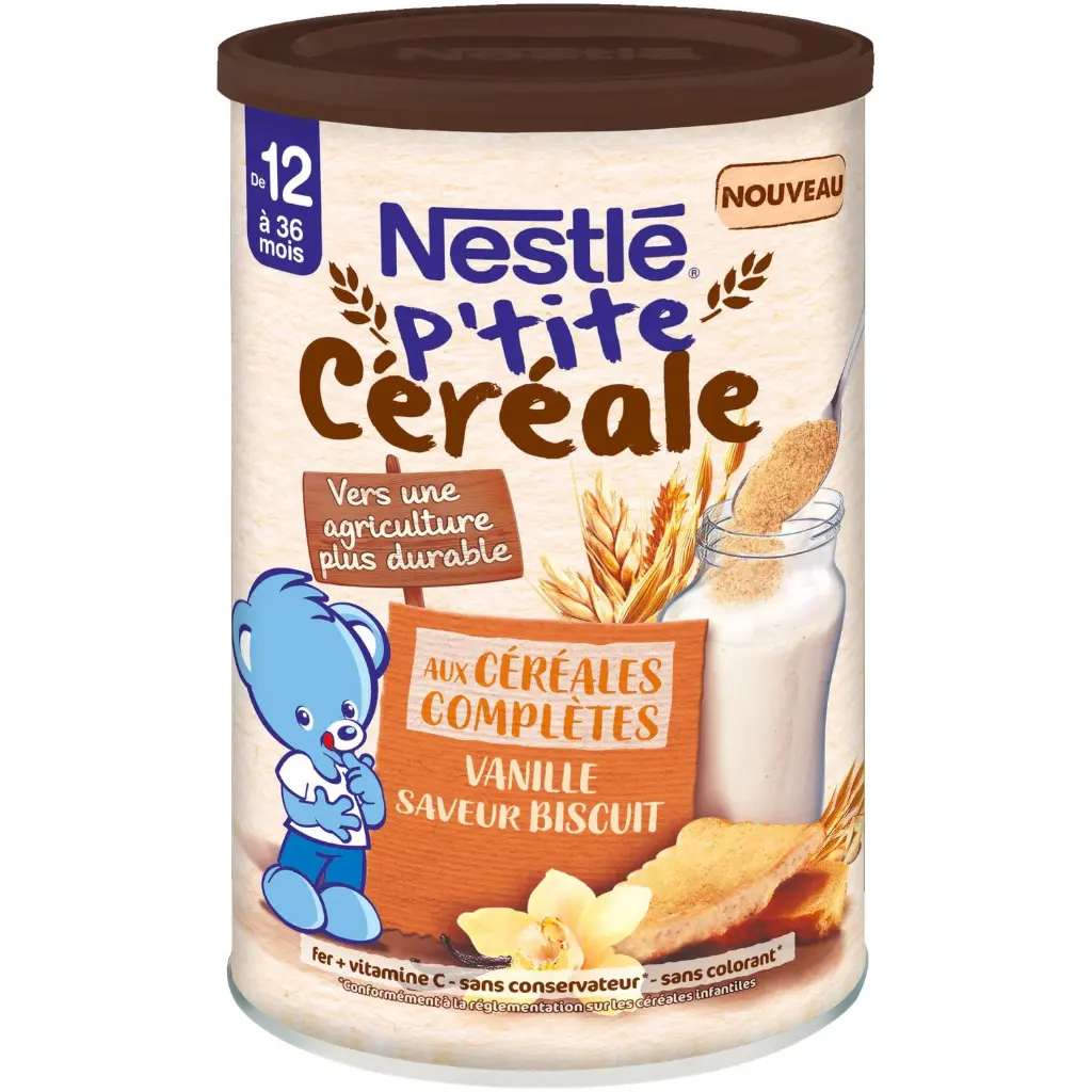 NESTLE P'TITE CEREALE AUX CEREALES COMPLETES VANILLE SAVEUR BISCUIT DE 12 A 36MOIS 415G