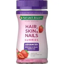 NATURE CARE HAIR SKIN NAILS GUMMIES ADVANCED WITH OVER 2X BIOTIN 6.000MCG STRAWBERRY FLAVORED 