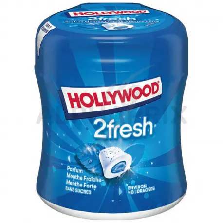 HOLLYWOOD 2FRESH DOUBLE FRAICHEUR GOUT MENTHE FORTE 40DRAGEES 88G