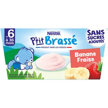 NESTLE P'TIT BRASSE BANANE FRAISE DES 6 A 36 MOIS 360G(4×90G) 
