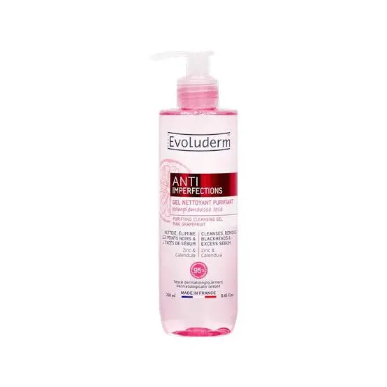 EVOLUDERM ANTI IMPERFECTIONS GEL NETTOYANT PURIFIANT PAMPLEMOUSSE ROSE 250ML
