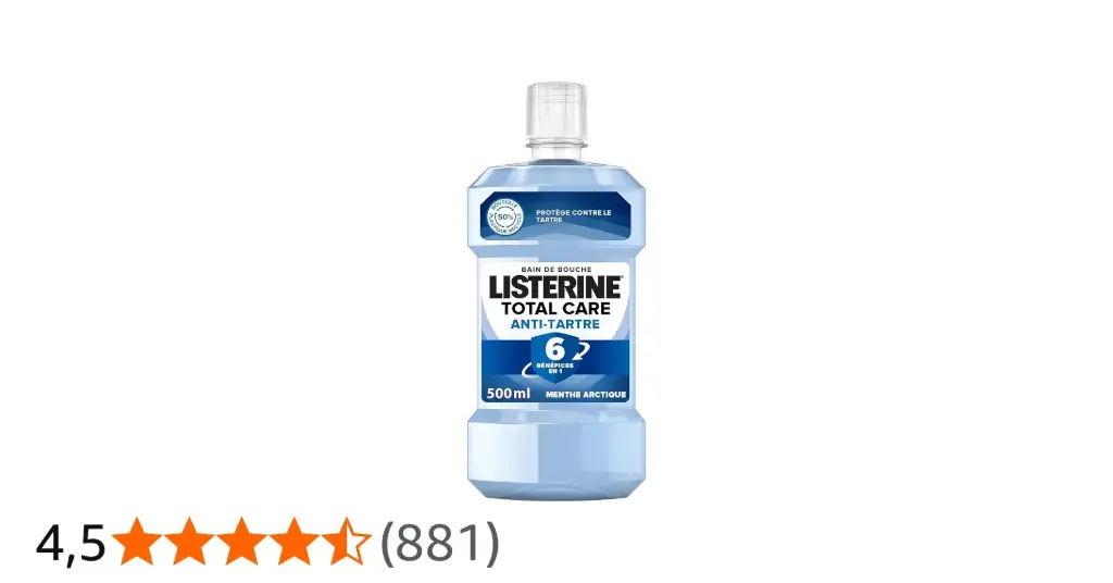 LISTERINE TOTAL CARE ANTI-TARTE 6 BENEFICES EN 1 MENTHE ARCTIQUE 500ML