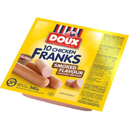 DOUX 10 CHICKEN FRANKS SMOKED FLAVOUR 340G