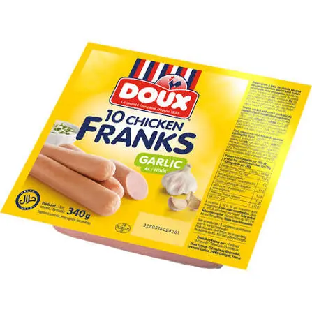 DOUX 10 CHICKEN FRANKS GARLIC 340G