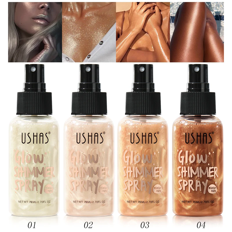 USHAS GLOW SHIMMER SPRAY MAKEUP FIXER 76ML