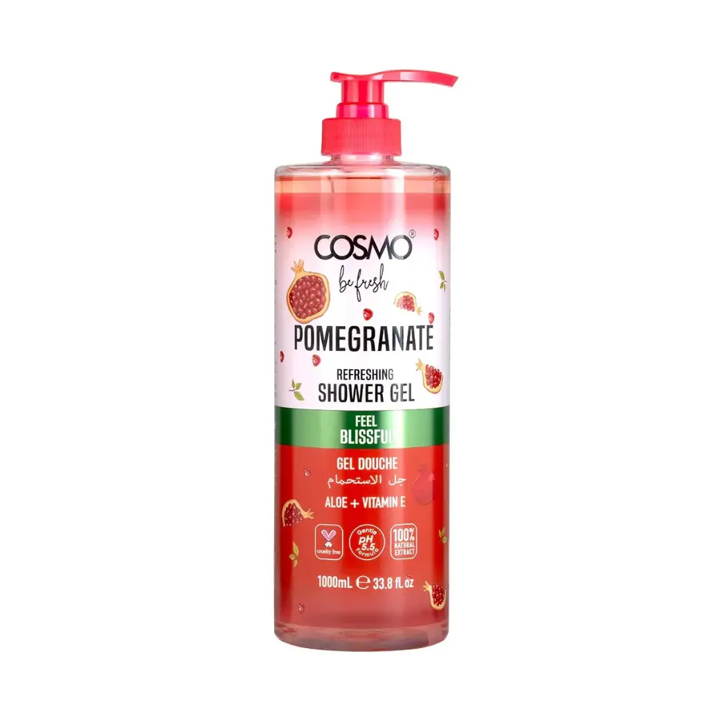 COSMO POMEGRANATE REFRESHING SHOWER GEL FEEL BLISSFUL ALOE+VITAMIN E 1000ML