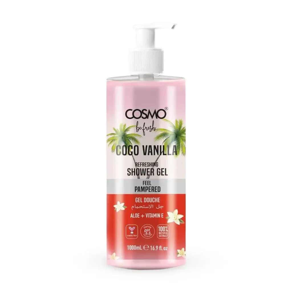COSMO COCO VANILLA REFRESHING SHOWER GEL FEEL RELAXED ALOE+VITAMIN E 1000ML