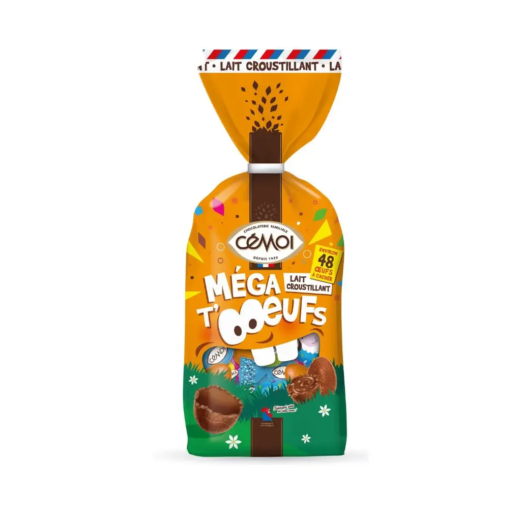 CHOCOLATERIE FAMILIALE CEMOI MEGA T'OOEUFS LAIT CROUSTILLANT 421G
