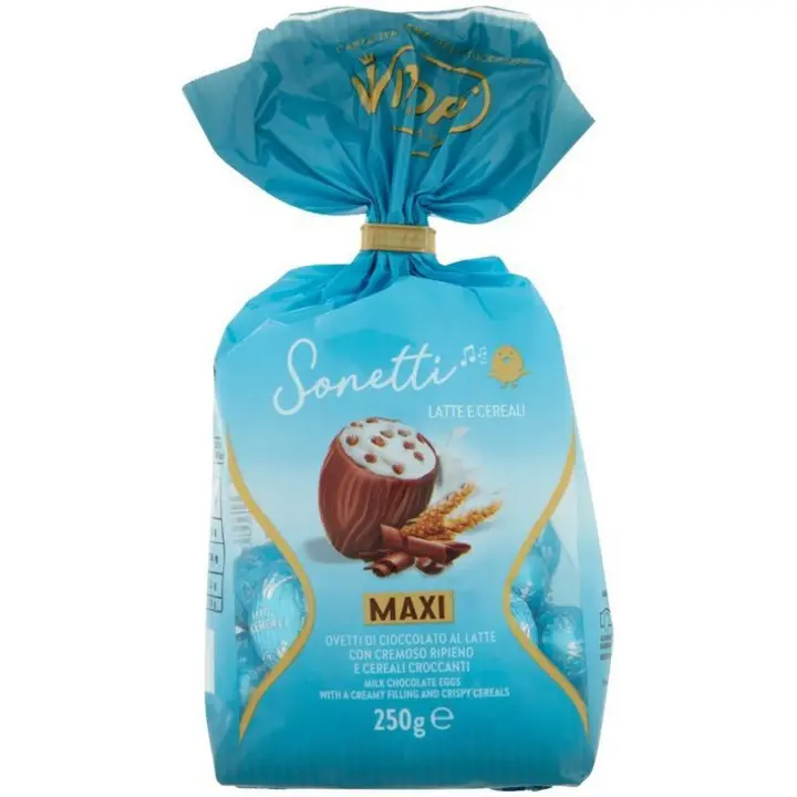 SONETTI LATTE E CEREALI MAXI MILK CHOCALATE EGGS WITH A CREAMY FILLING 250G
