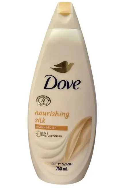 DOVE NOURISHING SILK NOURISHES DRY SKIN TRIPPLE MOISTURE SERUM BODY WASH 750ML
