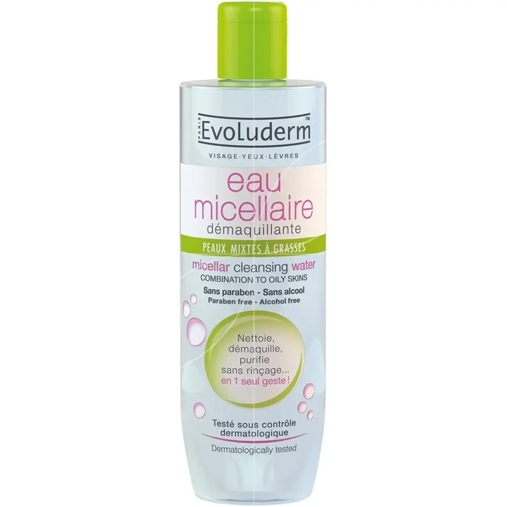 EVOLUDERM EAU MICELLAIRE PURIFIANTE PEAUX MIXTES A GRASSES 250ML