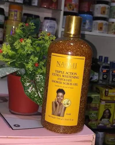 NAOMI TRIPLE ACTION EXTRA WHITENING EXFOLIATE SHOWER SCRUB GEL GOLD 1000ML