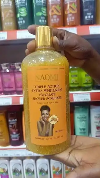 NAOMI TRIPLE ACTION EXTRA WHITENING EXFOLIATE SHOWER SCRUB GEL TURMERIC 1000ML