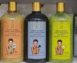 NAOMI TRIPLE ACTION EXTRA WHITENING EXFOLIATE SHOWER SCRUB GEL CHARCOAL 1000ML