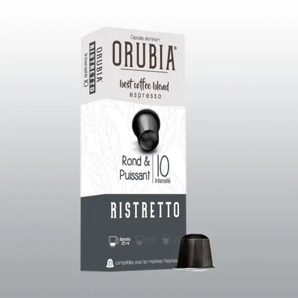 ORUBIA BEST COFFEE BLEND ESPRESSO ROND & PUISSANT 10 INTENSITE RISTRETTO 50G