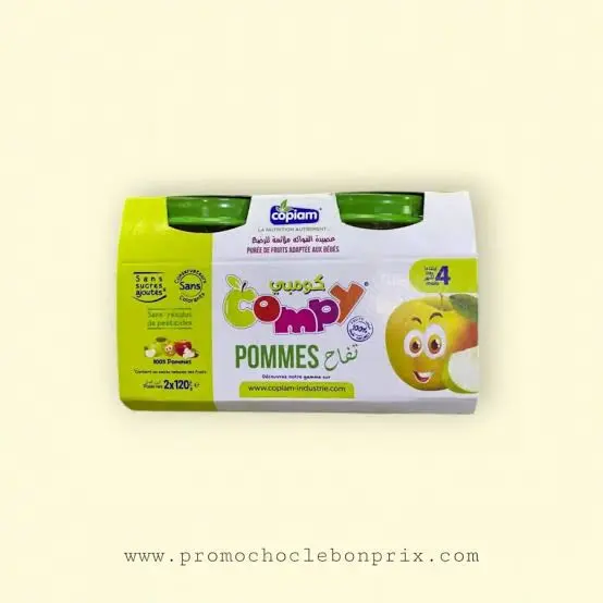 COPIAM COMPY PUREE DE FRUITS ADAPTEE AUX BEBES POMMES 2×120G