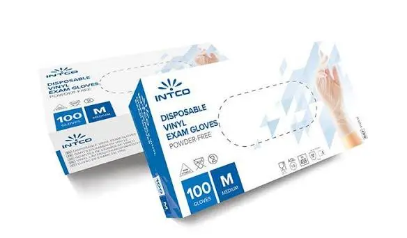INTCO DISPOSABLE VINYL EXAM GLOVES 100 GLOVES