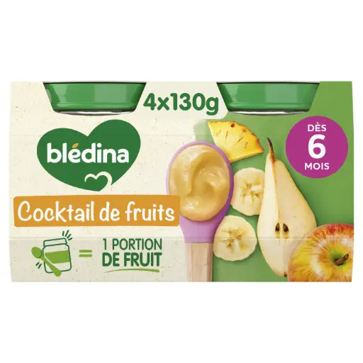 [3041091677655] BLEDINA COCKTAIL DE FRUIT DES 6 MOIS 4×30G
