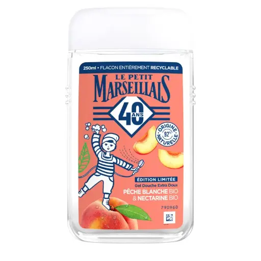 [3574661701240] LE PETIT MARSEILLAIS GEL DOUCHE EXTRA DOUX PECHE BLANCHE BIO ET NECTAR BIO 250ML